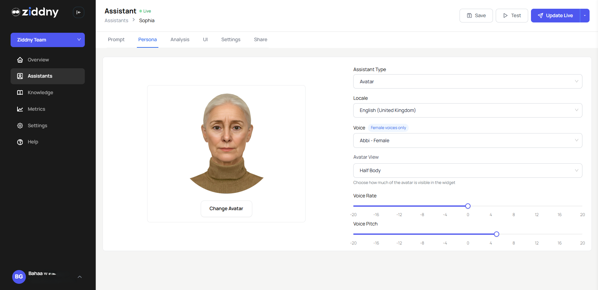 Assistant Settings Interface